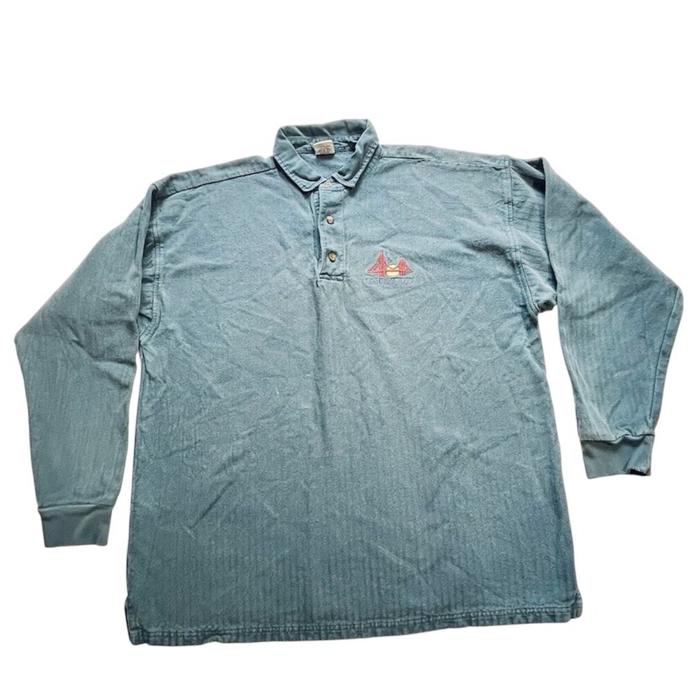Vintage 80s San Francisco Teal Crew Neck Mens Sweatshirt Large Crazy Shirts